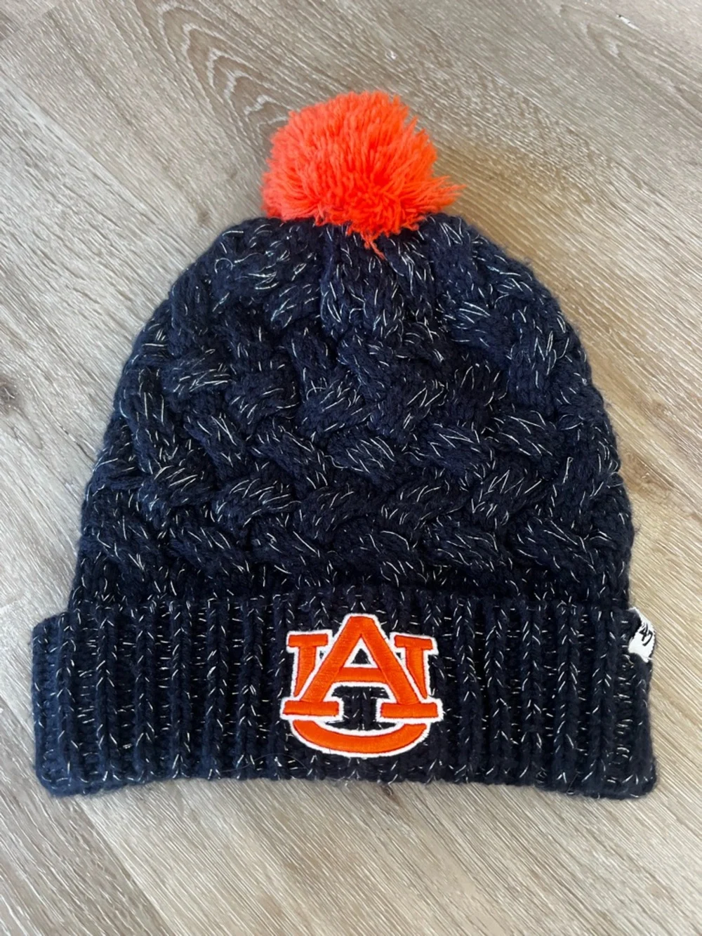 Auburn University Pom Pom Beanie - Navy with Orange Accent